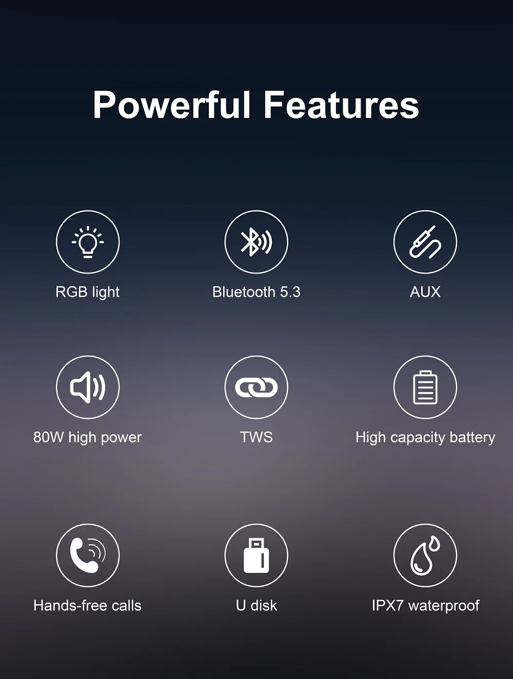 XDOBO Sinoband Blade 1974 80W Bass Power Wireless Speaker | IPX7 | BT5.3 | TWS | AUX/TF | 20h | RGB Фото №2