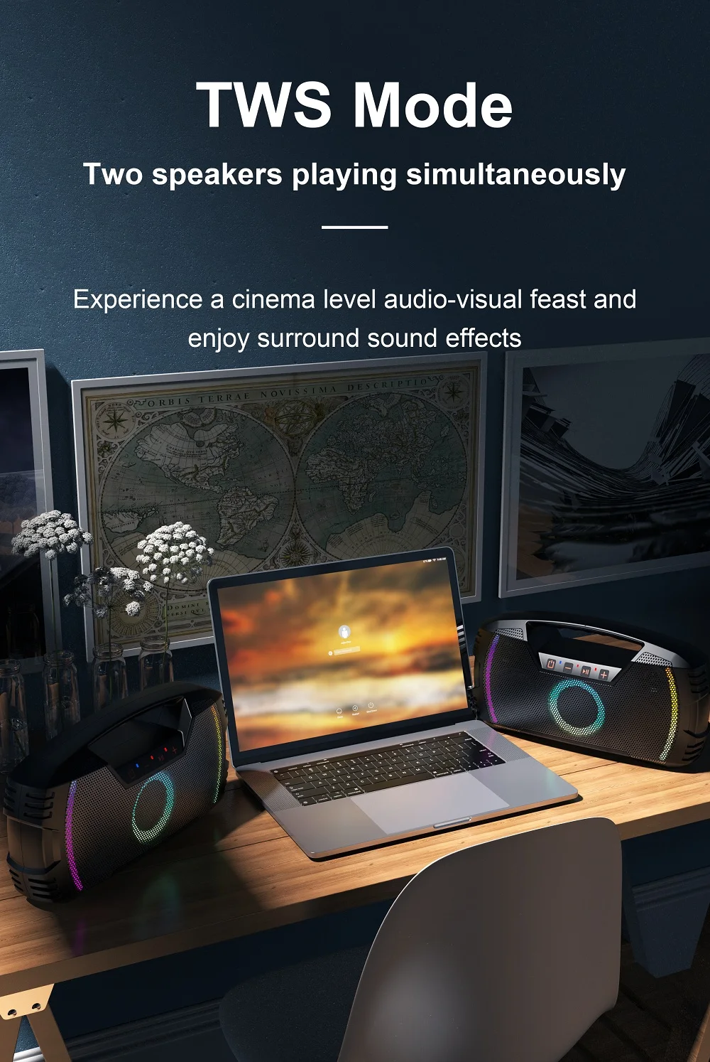 XDOBO Sinoband Blade 1974 80W Bass Power Wireless Speaker | IPX7 | BT5.3 | TWS | AUX/TF | 20h | RGB Фото №5