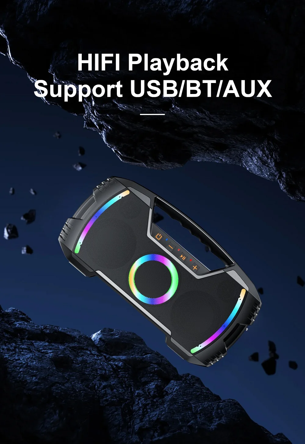 XDOBO Sinoband Blade 1974 80W Bass Power Wireless Speaker | IPX7 | BT5.3 | TWS | AUX/TF | 20h | RGB Фото №6