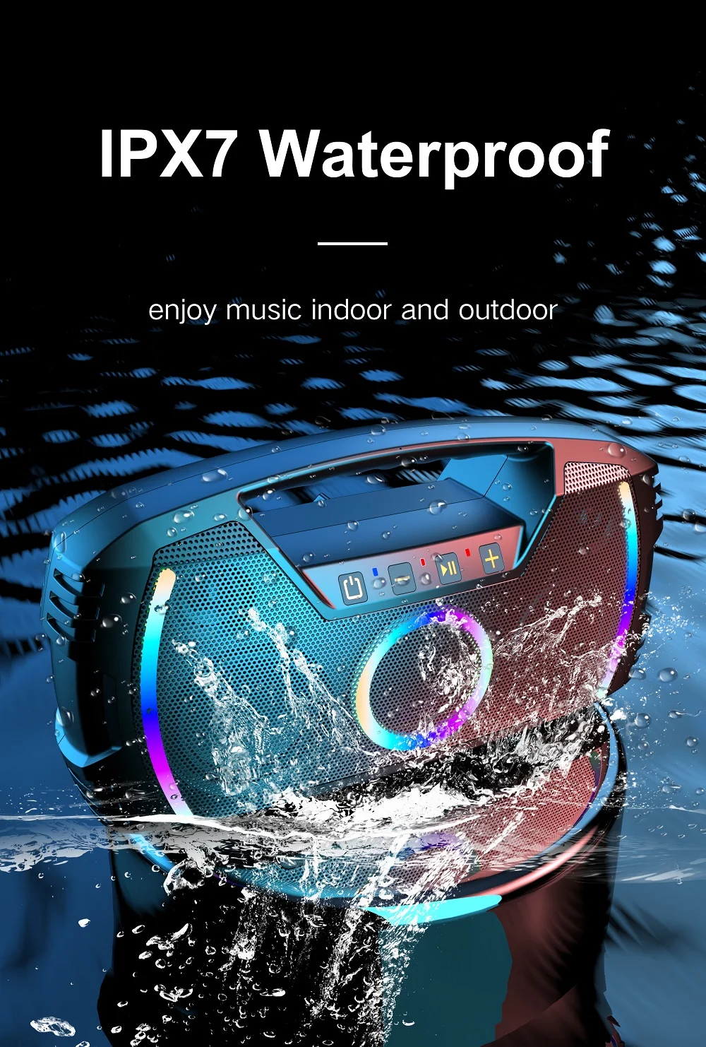 XDOBO Sinoband Blade 1974 80W Bass Power Wireless Speaker | IPX7 | BT5.3 | TWS | AUX/TF | 20h | RGB Фото №8