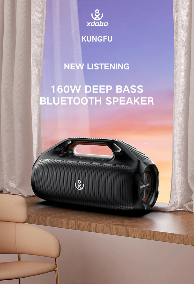 Акустика Xdobo Kungfu IPX7 |BT5.3, 160W, TWS, USB/AUX, 20h| Black Фото №1