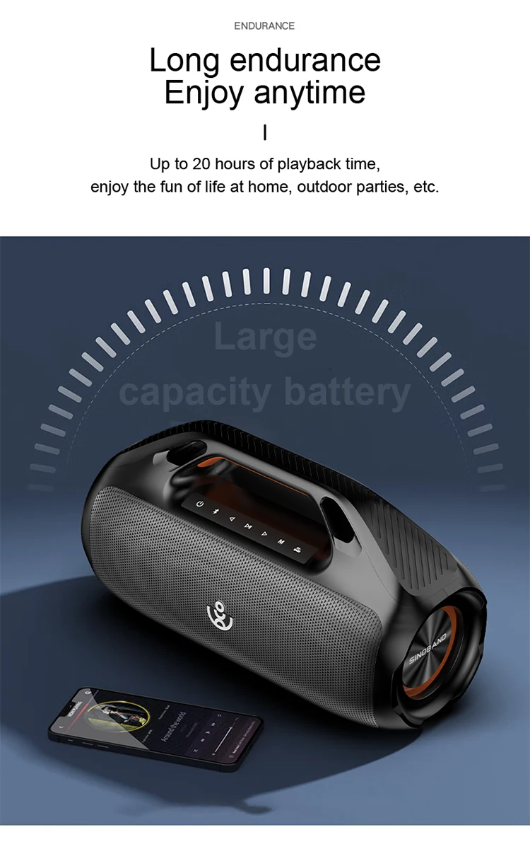 Акустика Xdobo Kungfu IPX7 |BT5.3, 160W, TWS, USB/AUX, 20h| Black Фото №13