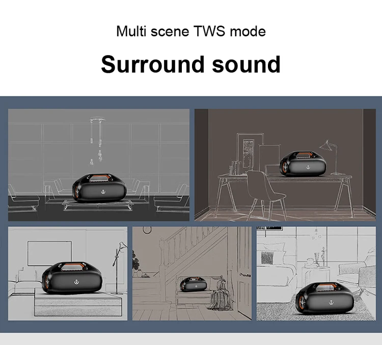 Акустика Xdobo Kungfu IPX7 |BT5.3, 160W, TWS, USB/AUX, 20h| Black Фото №15