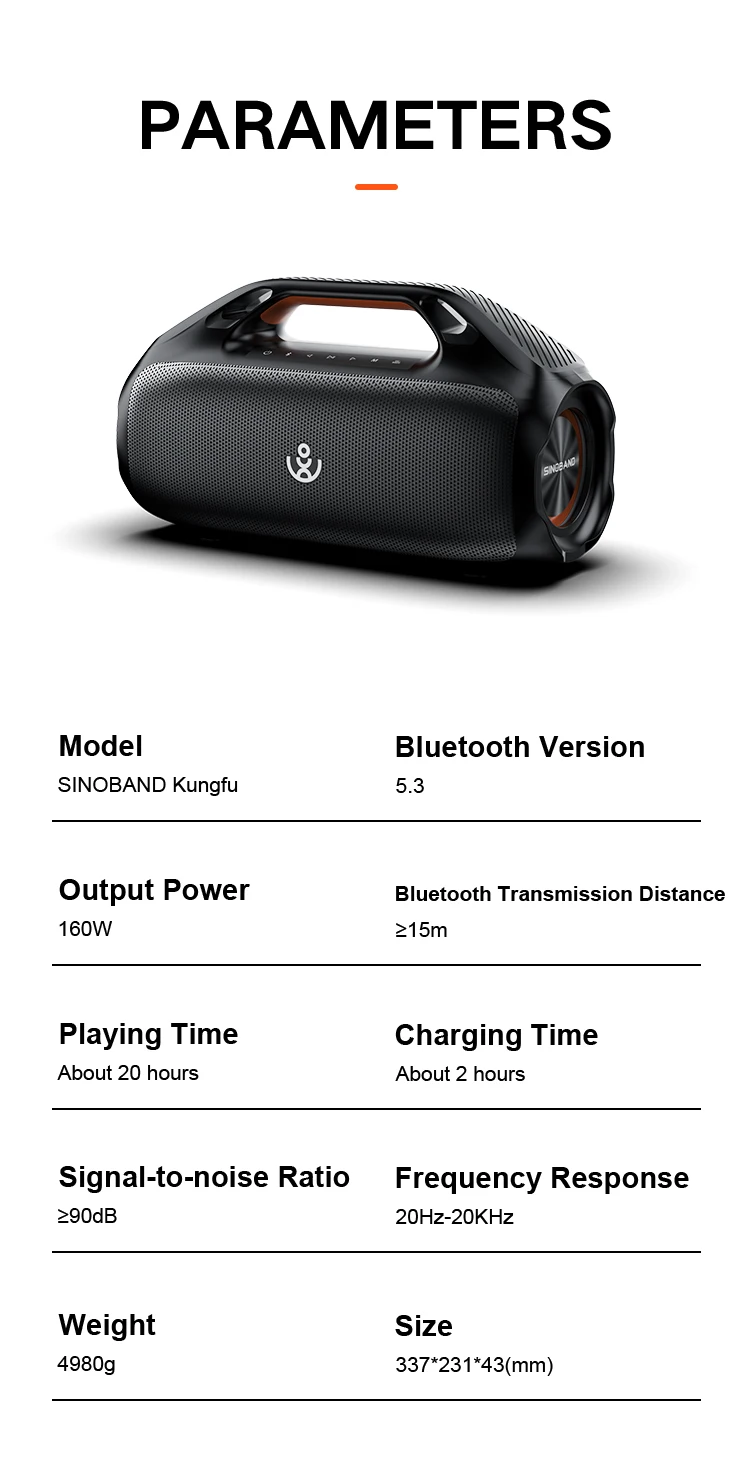 Акустика Xdobo Kungfu IPX7 |BT5.3, 160W, TWS, USB/AUX, 20h| Black Фото №16