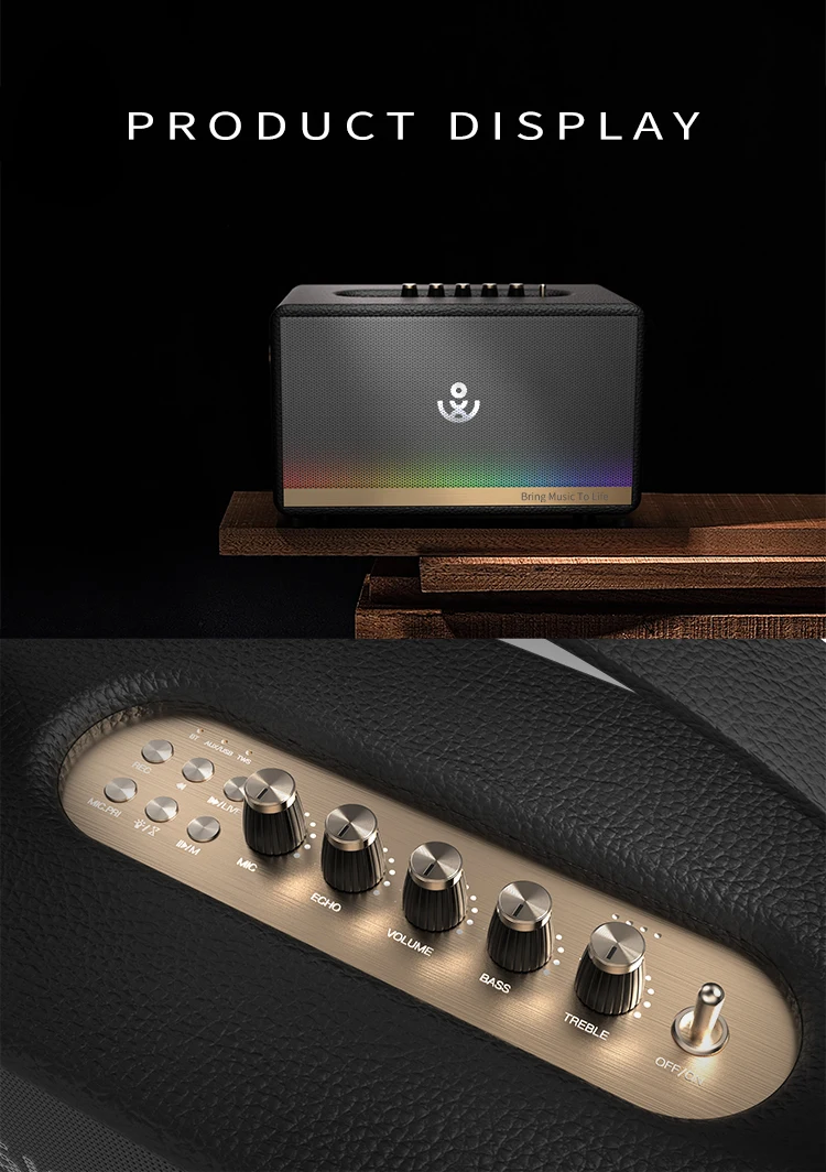 Ретро акустика караоке Xdobo Mirage |BT5.3, 130W, TWS, USB/AUX, 12h| Black Фото №12