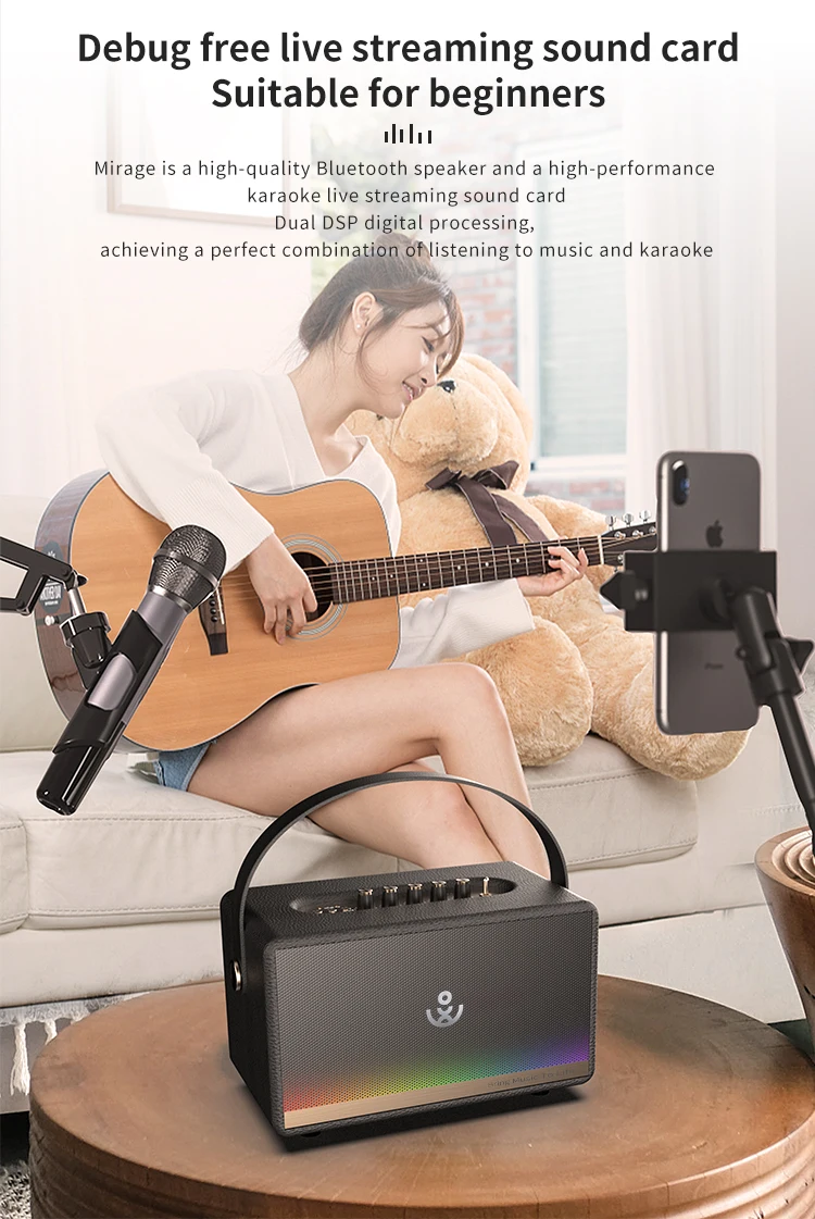 Ретро акустика караоке Xdobo Mirage |BT5.3, 130W, TWS, USB/AUX, 12h| Black Фото №14