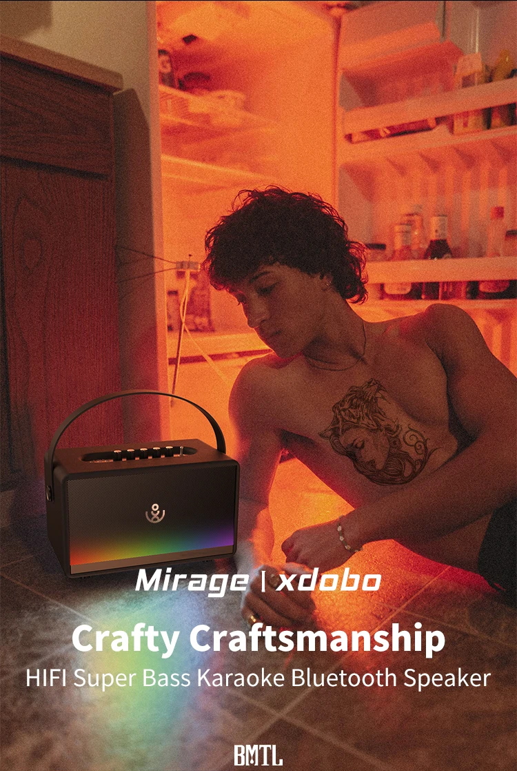 Ретро акустика караоке Xdobo Mirage |BT5.3, 130W, TWS, USB/AUX, 12h| Black Фото №2