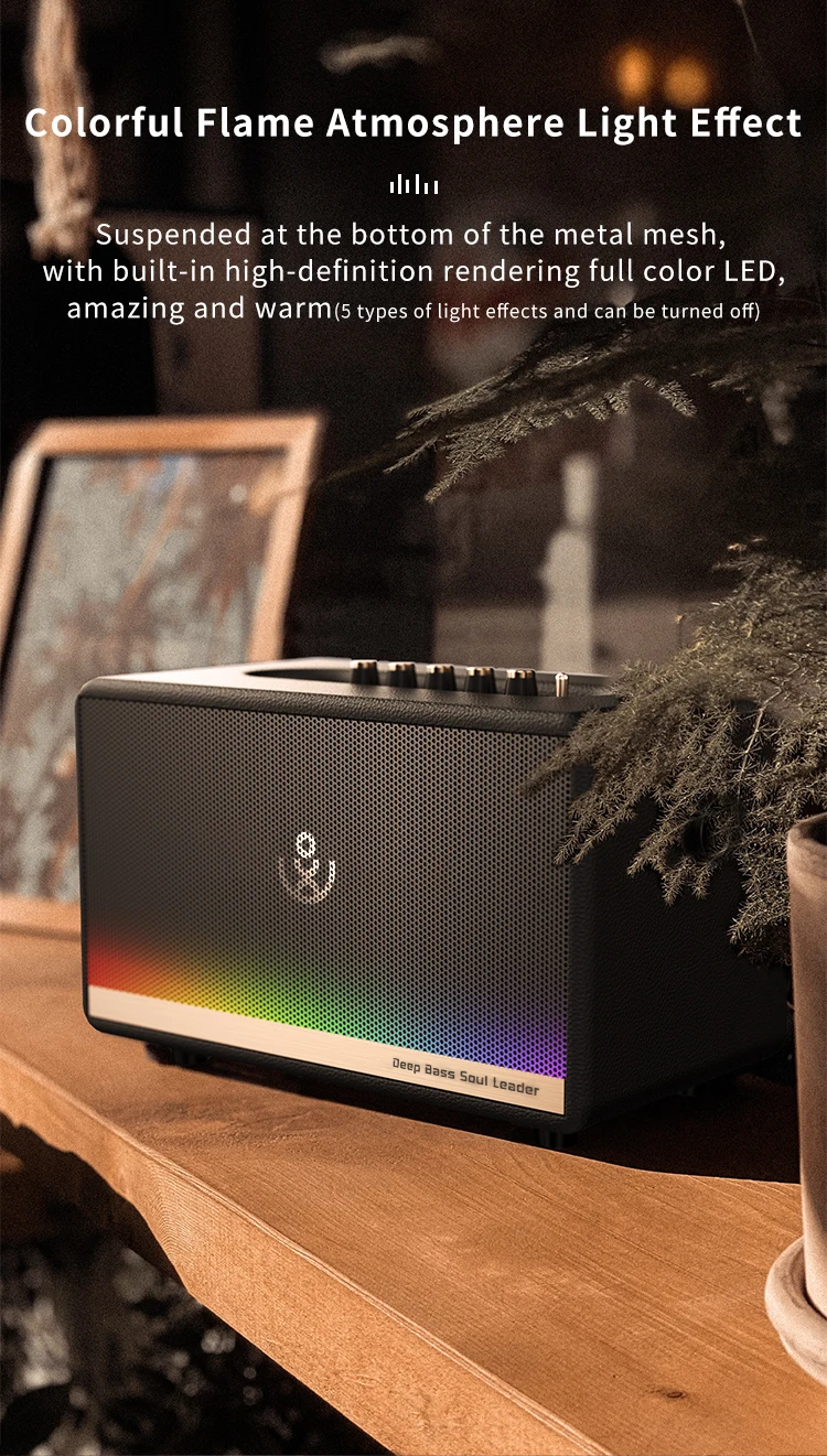 Ретро акустика караоке Xdobo Mirage |BT5.3, 130W, TWS, USB/AUX, 12h| Black Фото №5